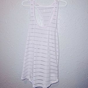 White tank with mesh stripes